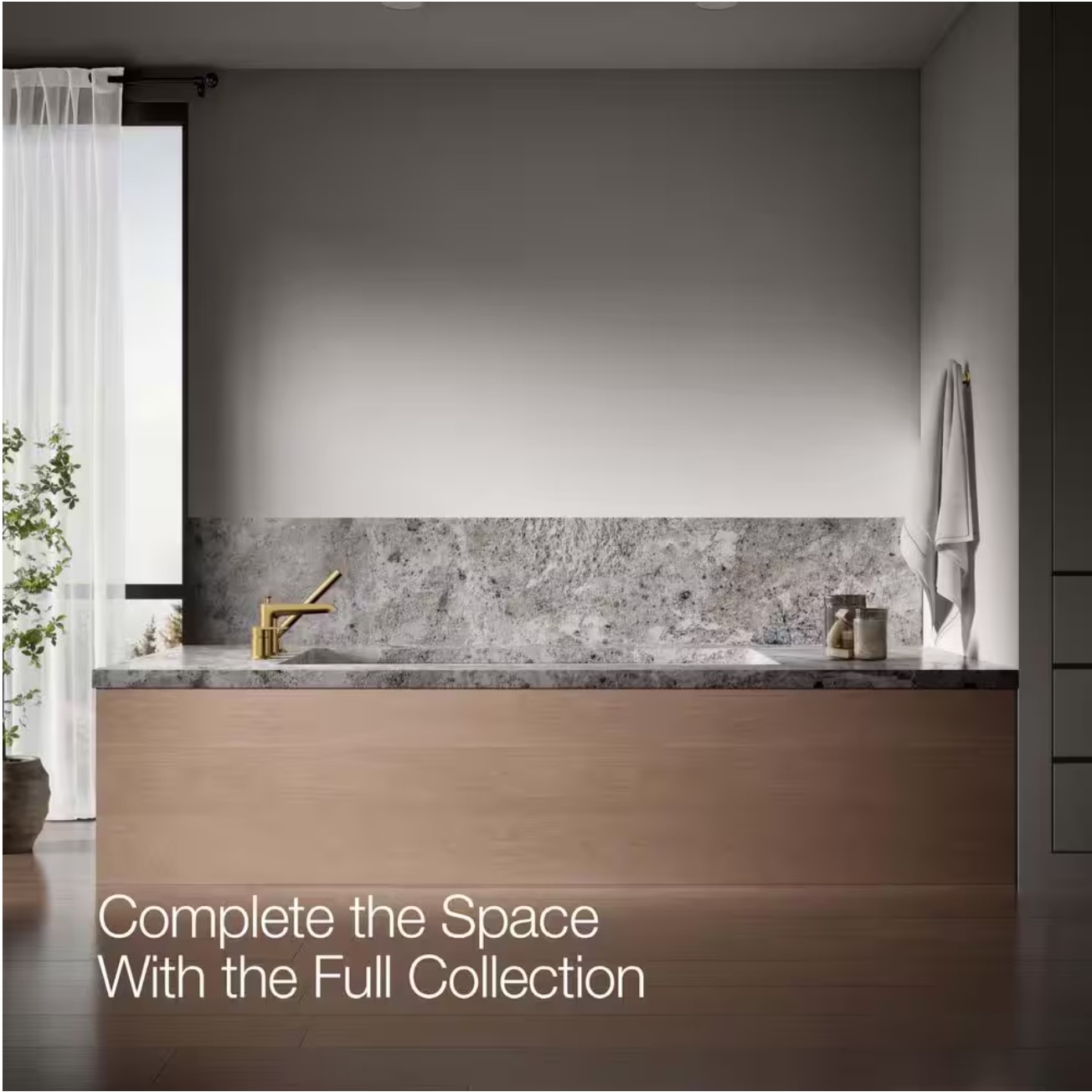 Hint Single-Handle Deck-Mount Roman Tub Faucet with Handshower in Vibrant Brushed Moderne Brass